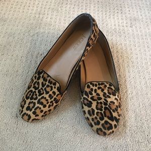 J. Crew Calf hair leopard print loafer